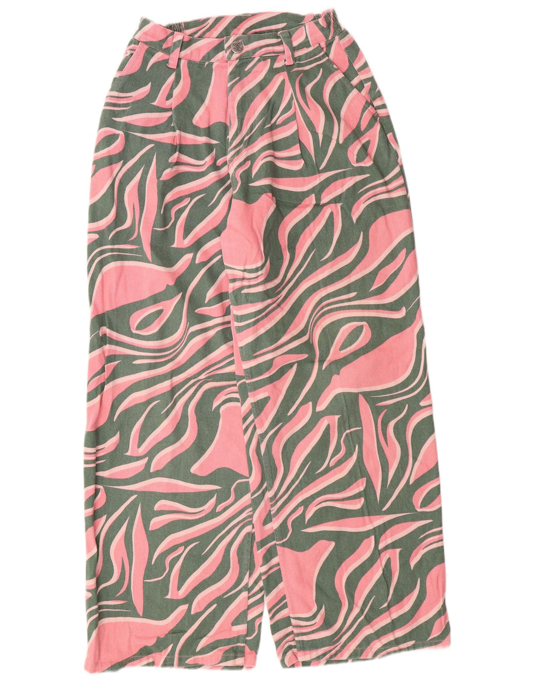 Lucy & Yak Ženske široke traperice visokog struka W28 L29, pamuk, ružičasti životinjski print