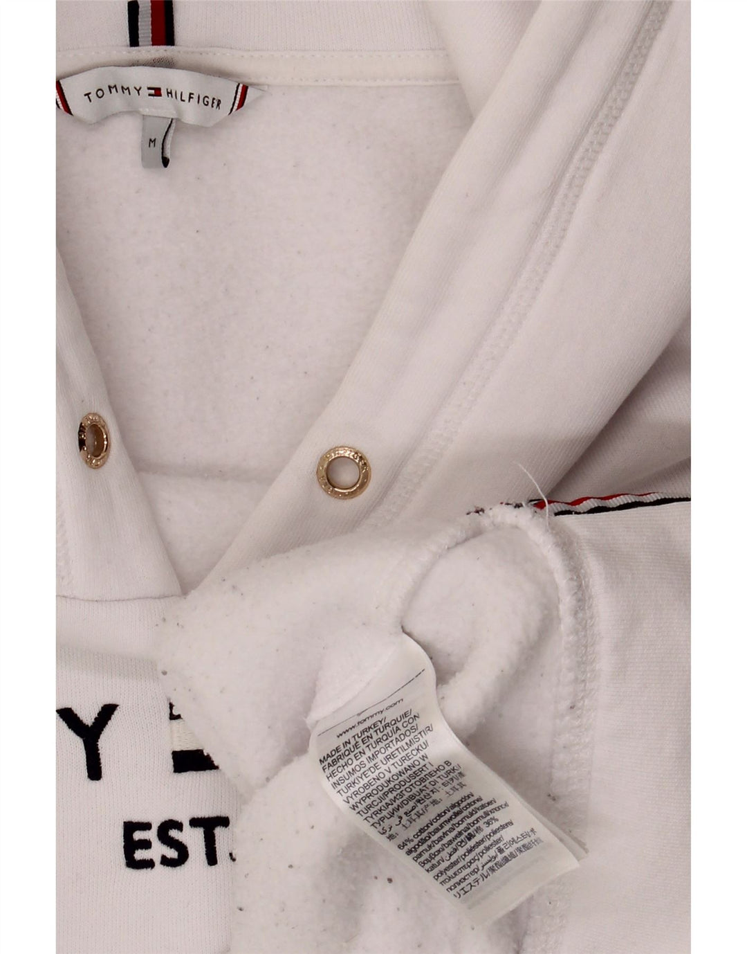 TOMMY HILFIGER Ženska prevelika majica s kapuljačom s kapuljačom UK 14 Srednje bijela