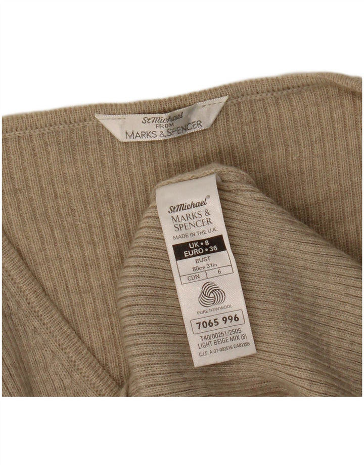 Marks & Spencer ženski džemper St. Michael s V-izrezom UK 8 Mali bež