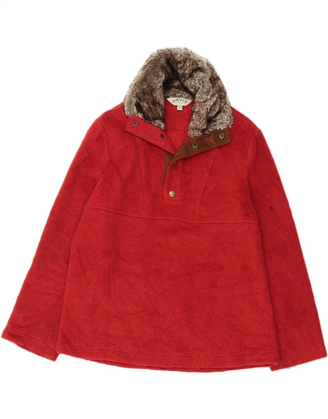 ORVIS Womens Button Neck Jumper Sweater UK 14 Medium Red Acrylic Vintage Orvis and Second-Hand Orvis from Messina Hembry 