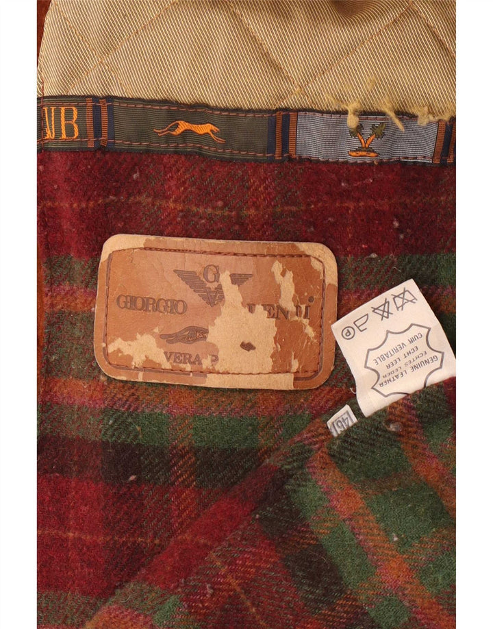 Vintage velika ženska parka jakna od brušene kože s kapuljačom IT 46 velika smeđa