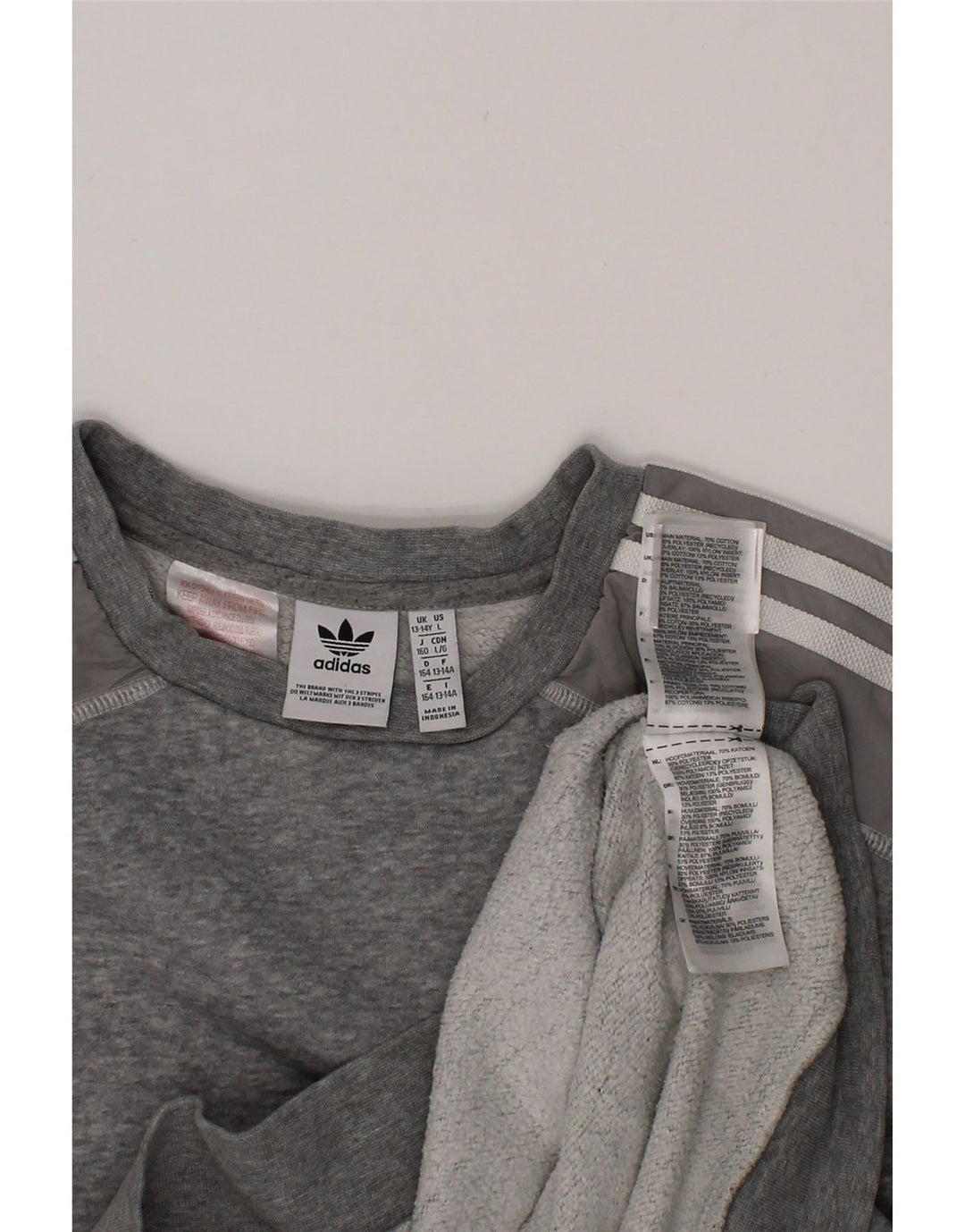 ADIDAS Boys Sweatshirt Jumper 13-14 Years Grey Cotton Vintage Adidas and Second-Hand Adidas from Messina Hembry 