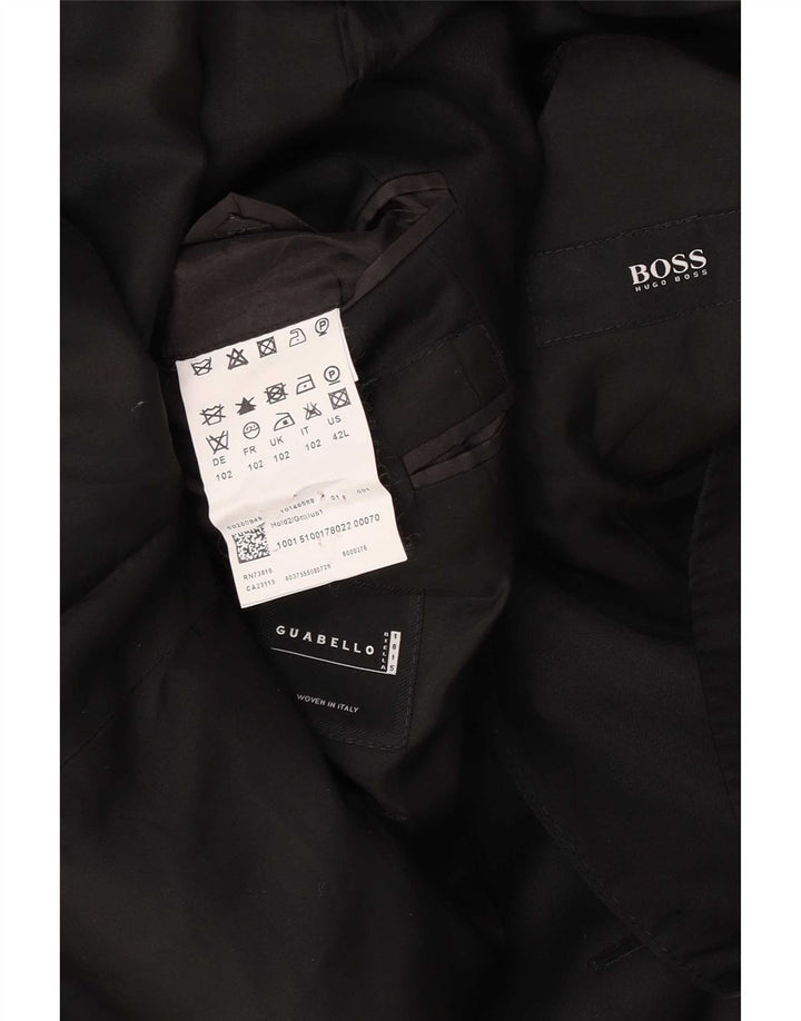 Hugo Boss muška jakna sa 2 gumba UK 40 velika crna djevičanska vuna
