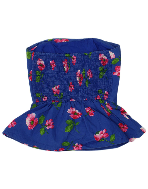 Hollister ženska majica s peplum tube bez naramenica UK 8 Mala plava cvjetna pamuk