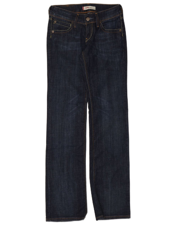 Levi's Womens 570 Straight Jeans W26 L32 Navy Blue Cotton
