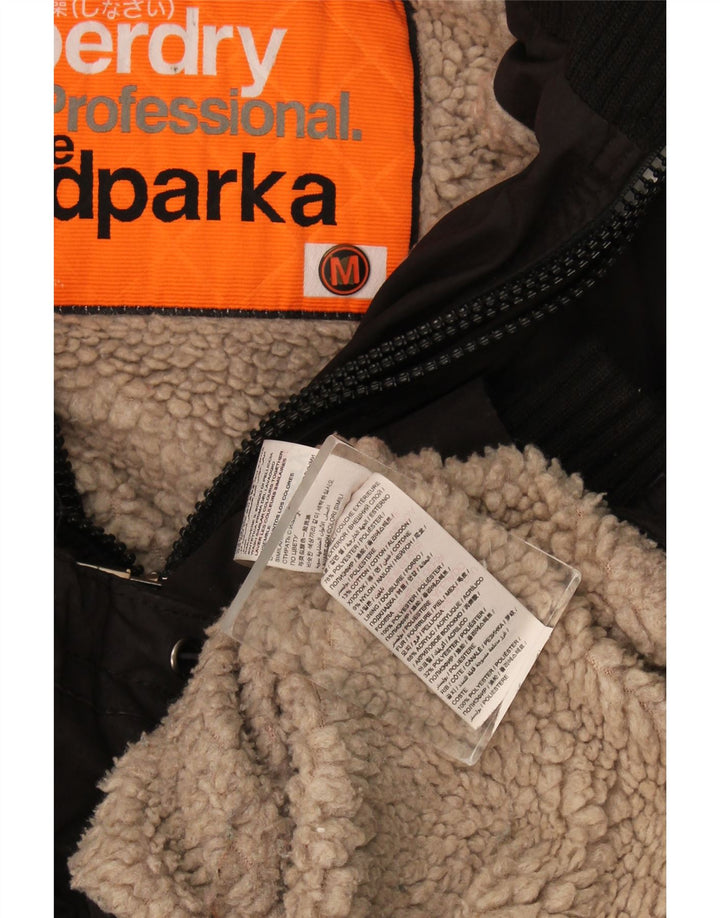 Superdry ženska jakna parka s kapuljačom Windparka UK 14 srednji crni poliester