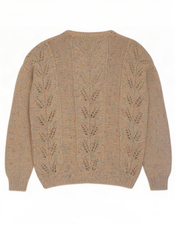 Vintage ženski kardigan pulover UK 20 2XL bež flekasti