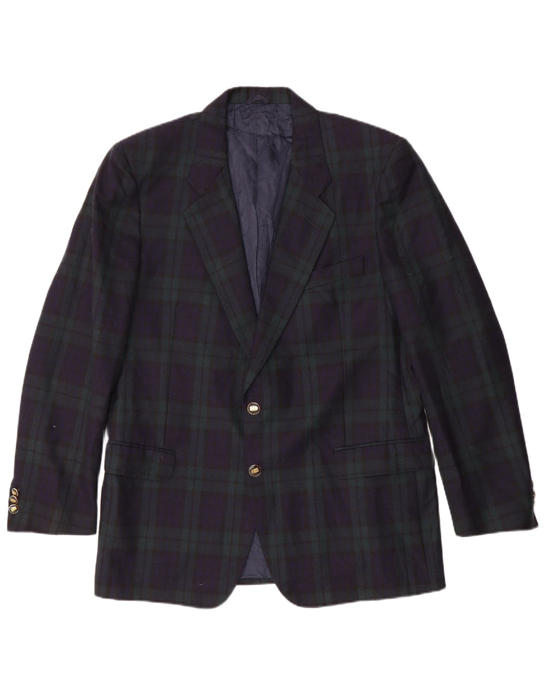 Vintage muški sako s 2 gumba IT 54 2XL tamnoplava karirana vuna