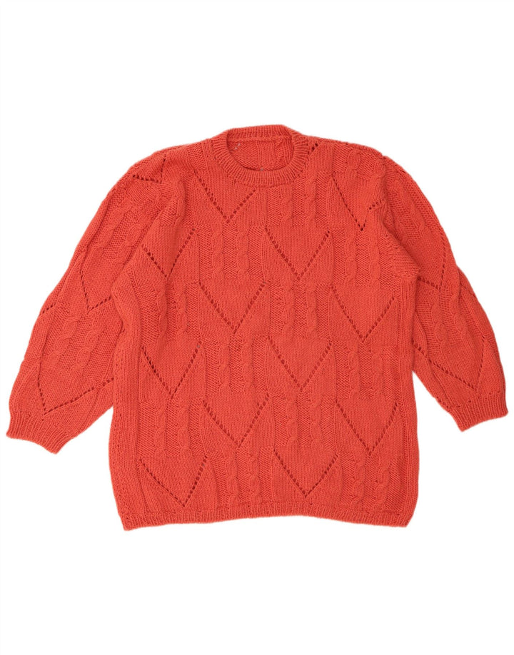 VINTAGE ženski džemper s okruglim izrezom UK 18 XL Crveni