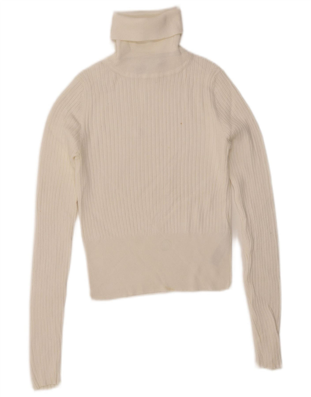 ZARA Womens Crop Roll Neck Jumper Sweater UK 10 Small White Viscose