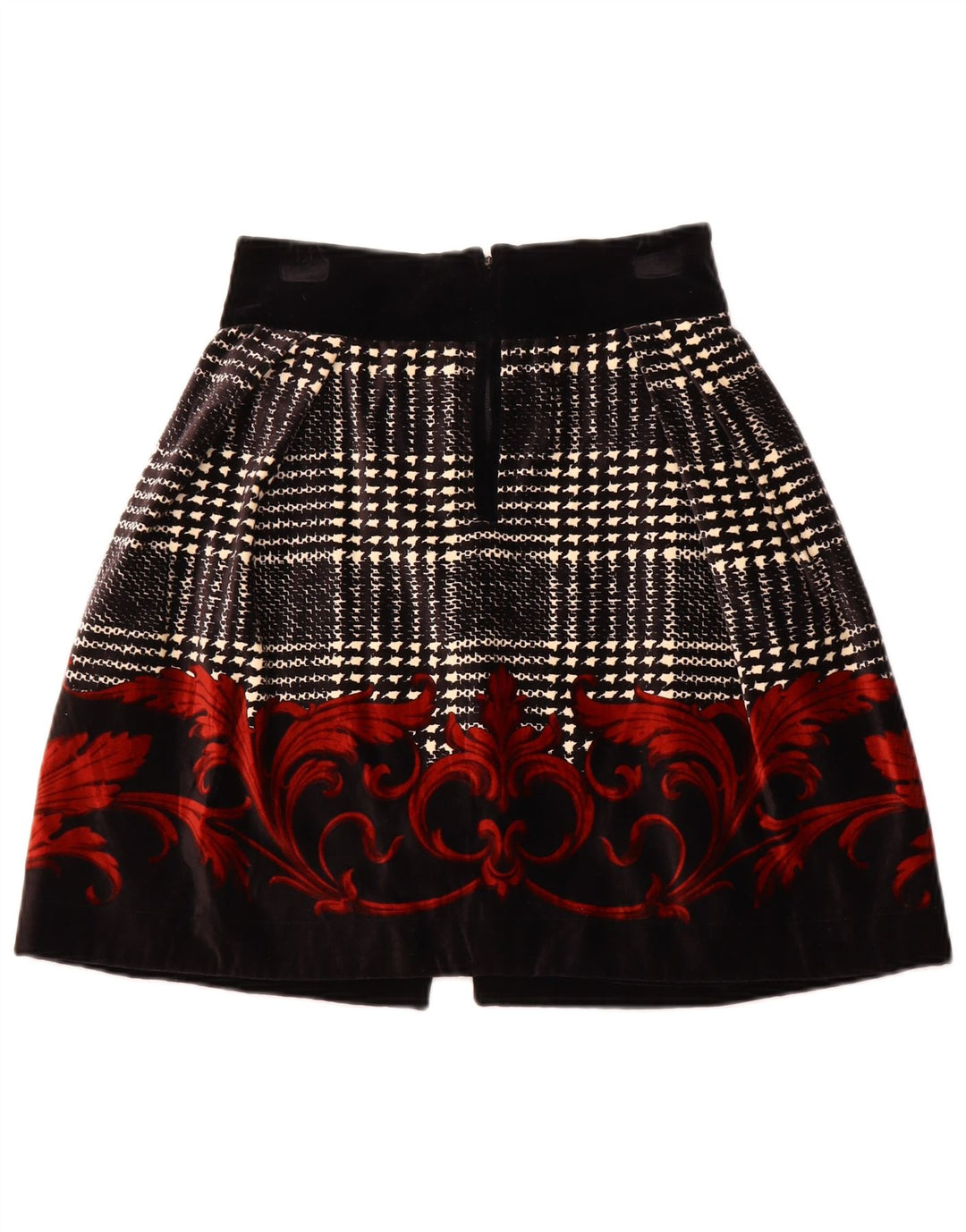 BYBLOS Ženska baršunasta suknja A-kroja IT 42 srednje W28 crni cvjetni pamuk