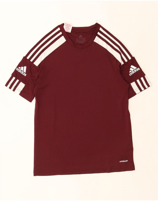 Adidas Boys Aeroready T-Shirt Top 13-14 Years Burgundy Poliester