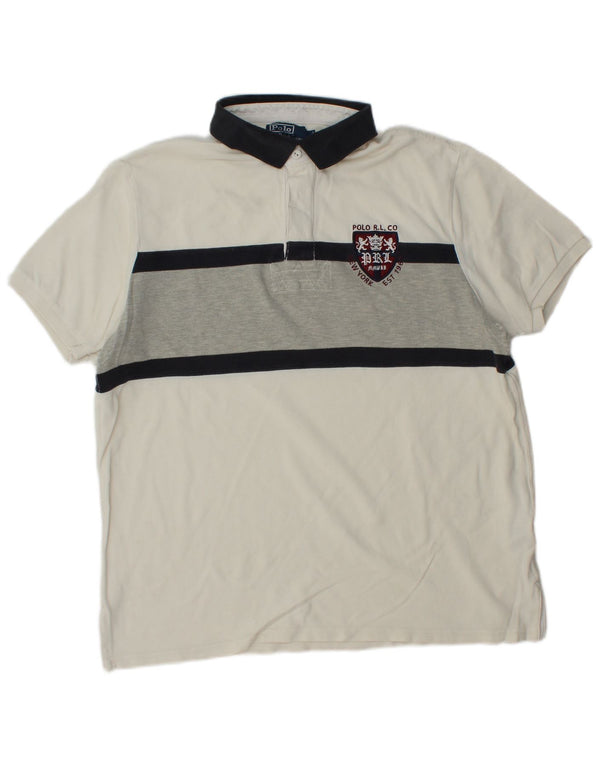 POLO RALPH LAUREN Muška polo majica prilagođenog kroja, velika bijela prugasta pamuk