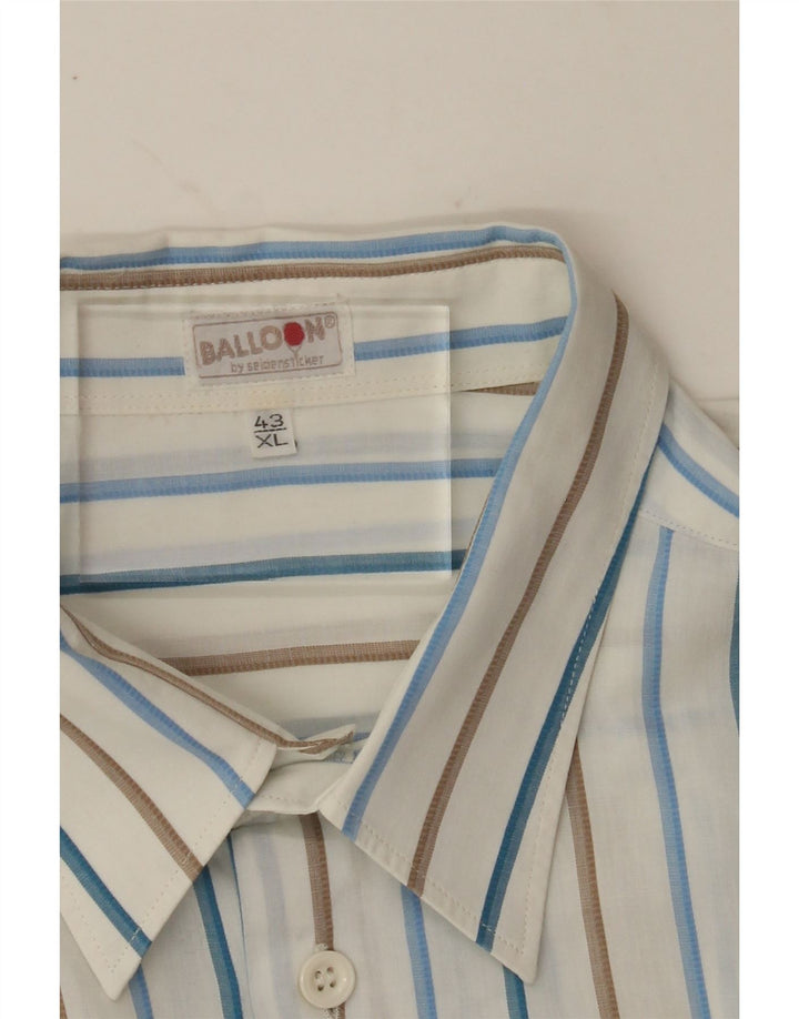 BALLOON Mens Short Sleeve Shirt XL White Striped Vintage Balloon and Second-Hand Balloon from Messina Hembry 