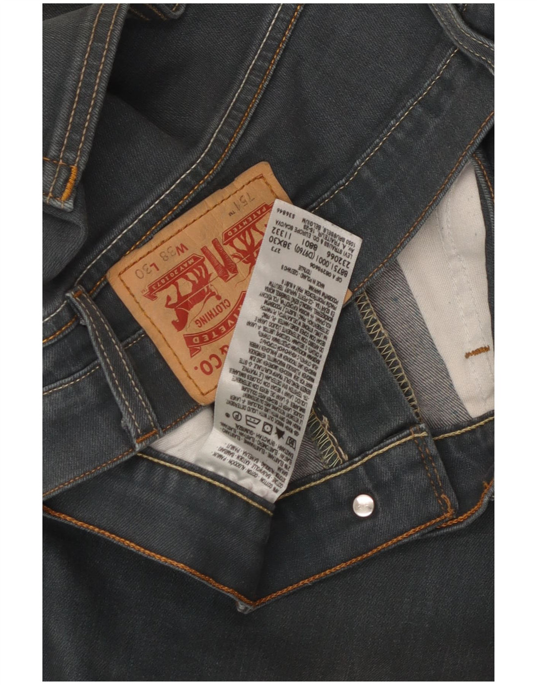 LEVI'S muške 751 ravne traperice W38 L30 plavi pamuk