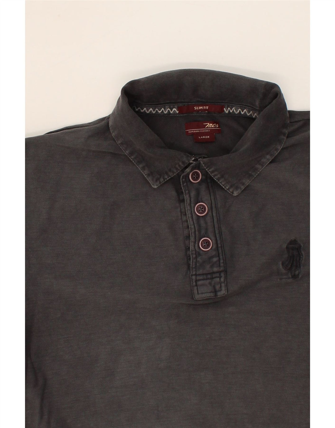 MARLBORO CLASSICS Mens Slim Fit Polo Shirt Large Grey Vintage Marlboro Classics and Second-Hand Marlboro Classics from Messina Hembry 
