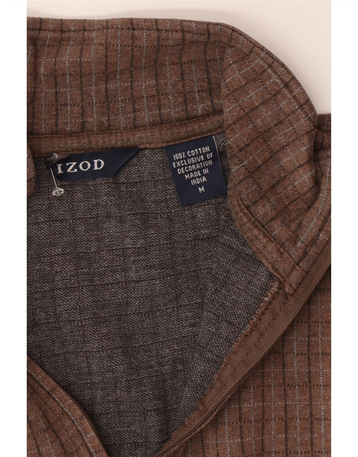 Izod muška majica s izrezom i srednje smeđim kariranim pamukom