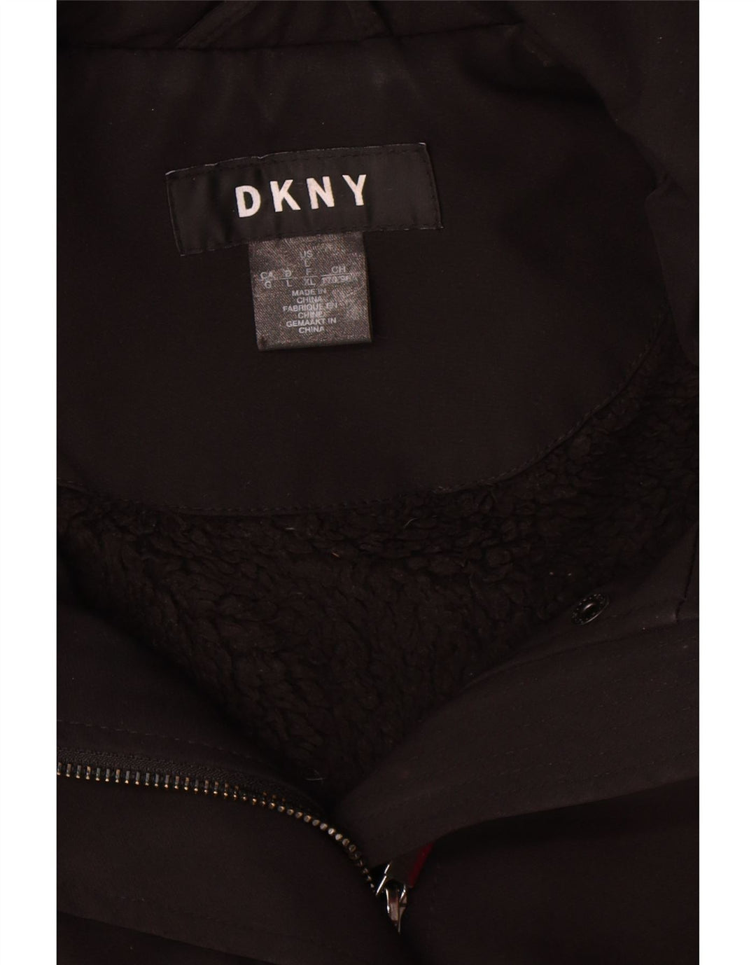 Dkny ženski šerpa kaput s kapuljačom UK 16 veliki crni poliester
