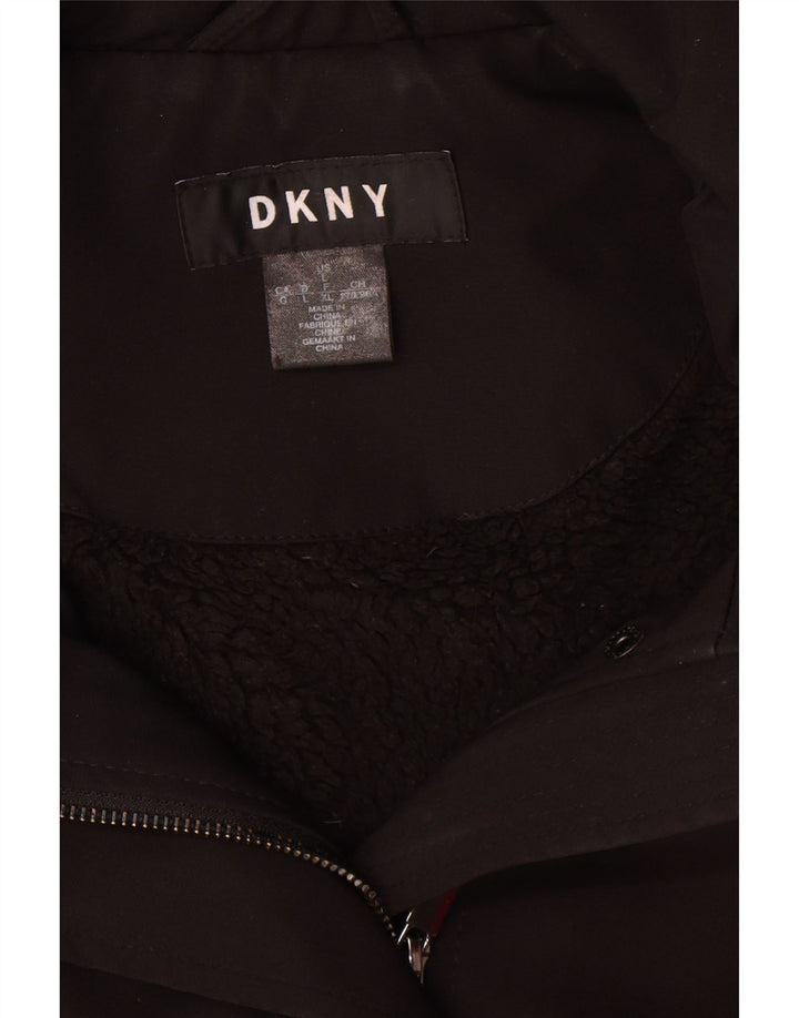 Dkny ženski šerpa kaput s kapuljačom UK 16 veliki crni poliester
