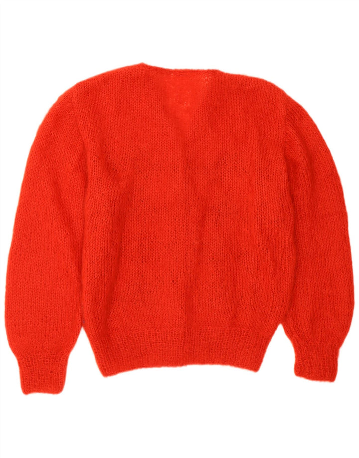 VINTAGE ženski kardigan džemper UK 16 Veliki crveni Argyle/Dijamant