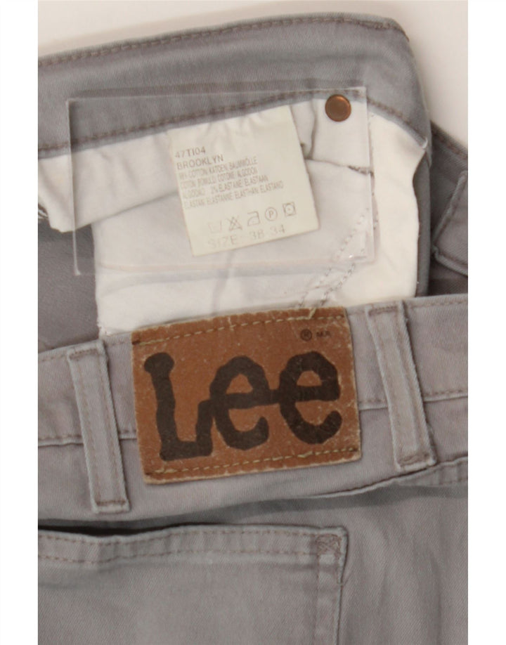 Lee Mens Brooklyn Straight Jeans W38 L30 Sivi pamuk