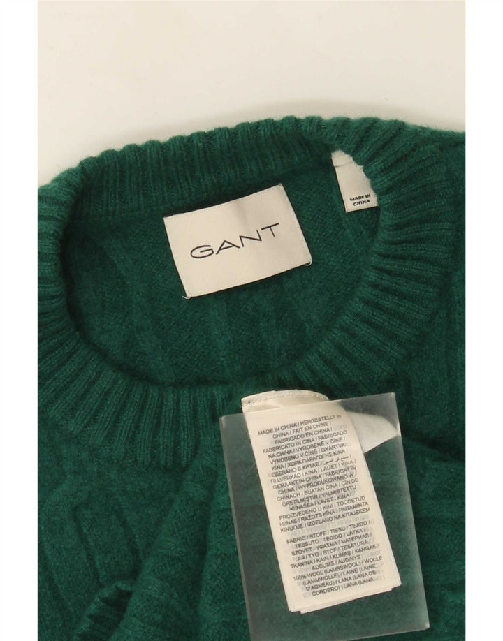 Gant muški pulover s okruglim izrezom Regular Fit mali zeleni vuneni