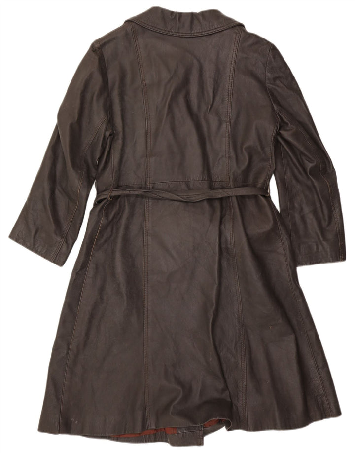 VINTAGE ženski kožni kaput UK 14 Srednje smeđa