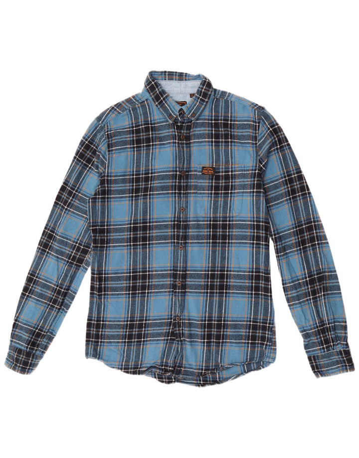 Superdry muška flanelska košulja, mali plavi karirani pamuk