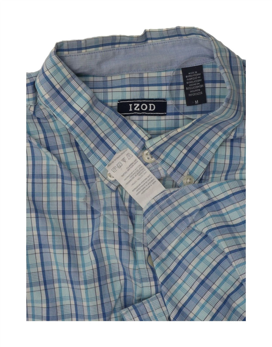 IZOD Mens Shirt Medium Blue Check Cotton Vintage Izod and Second-Hand Izod from Messina Hembry 