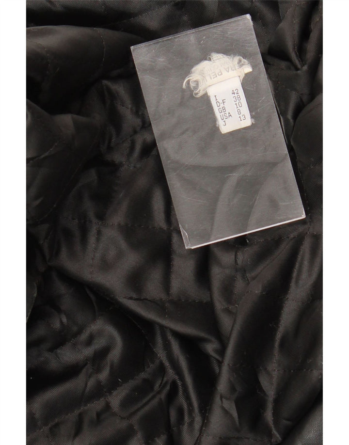 VINTAGE ženska velika kožna jakna UK 10 Mala crna