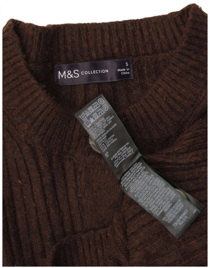 Marks & Spencer ženski kratki kardigan pulover UK 10 mali smeđi poliester