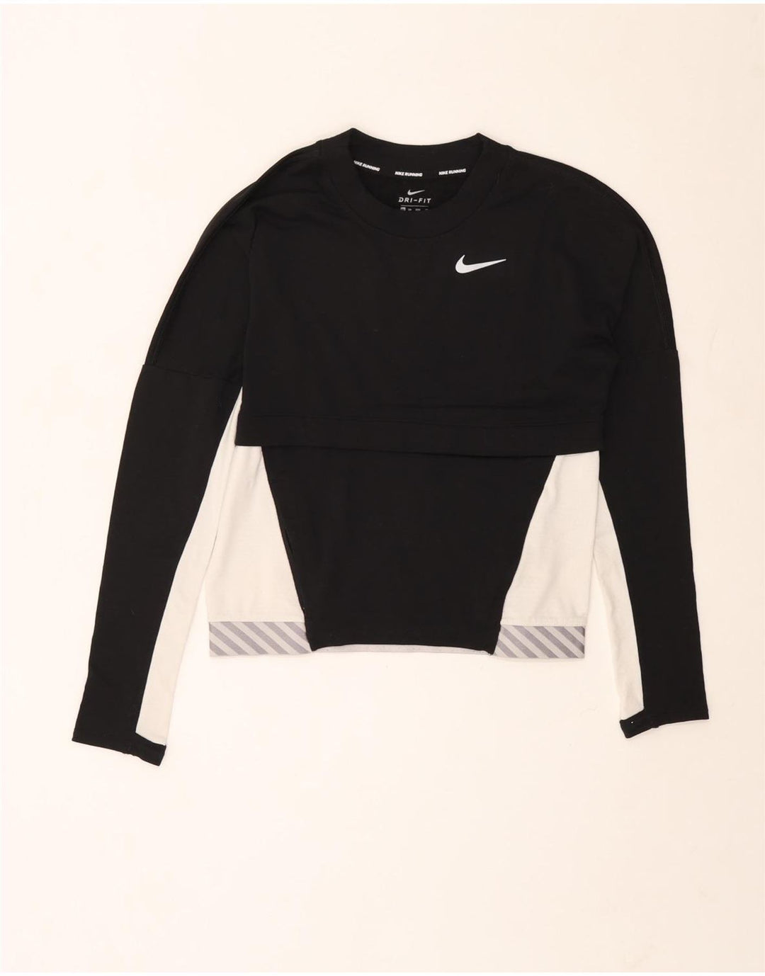 Ženska majica za trčanje Nike dugih rukava UK 6 XS, crni poliester u boji