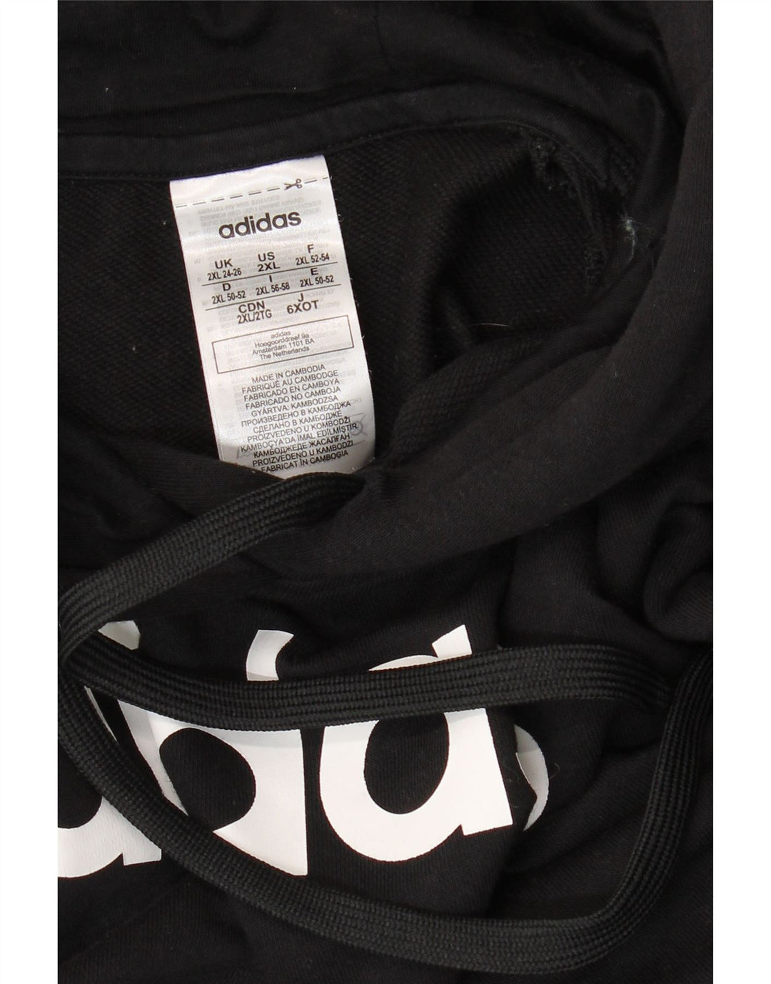 ADIDAS Ženska majica s kapuljačom s kapuljačom UK 24/26 2XL crni pamuk