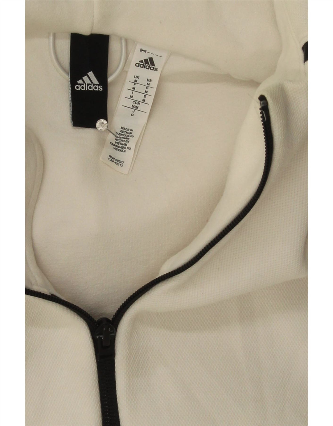 ADIDAS muški pulover s kapuljačom na patentni zatvarač srednje bijelog pamuka