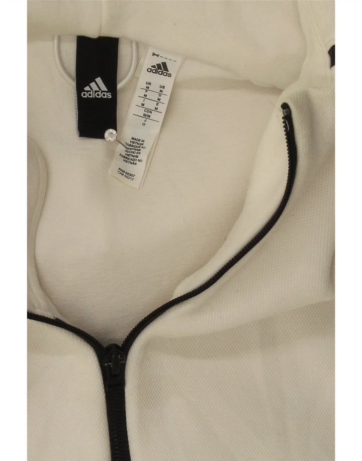 ADIDAS muški pulover s kapuljačom na patentni zatvarač srednje bijelog pamuka