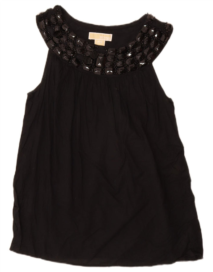 MICHAEL KORS Ženski gornji dio bluze bez rukava UK 12 Srednje crni pamuk