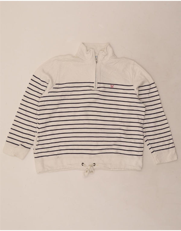 CREW CLOTHING Ženska majica s izrezom s patentnim zatvaračem UK 14 Velike bijele pruge