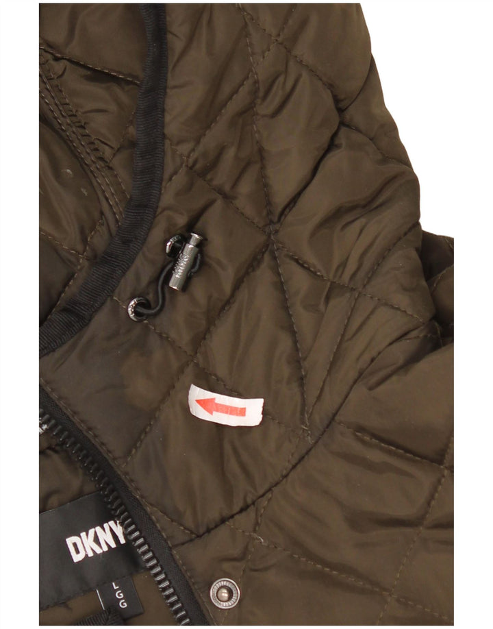 Dkny ženski prošiveni kaput s kapuljačom UK 16 veliki kaki poliester