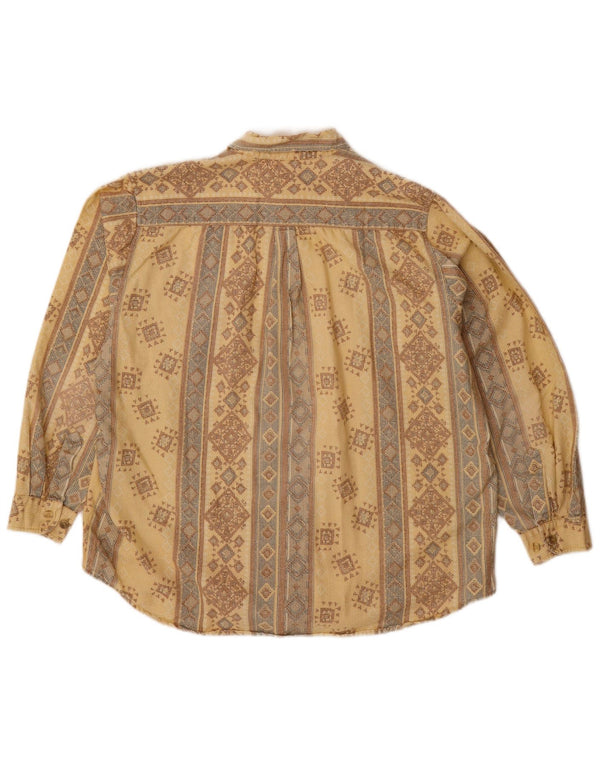 VINTAGE muška košulja veličina 15 1/2 16 39/40 srednje bež geometrijski pamuk