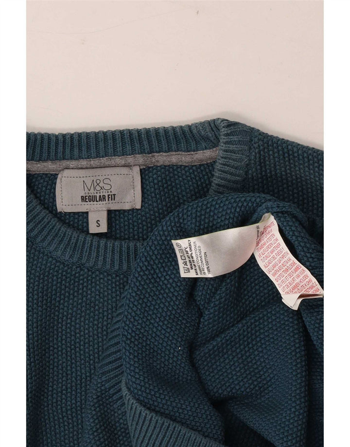 Marks & Spencer muški pulover s okruglim izrezom, mali plavi pamuk
