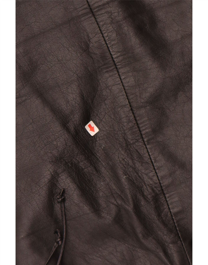 VINTAGE ženska kožna suknja EU 34 XS W24 crna koža