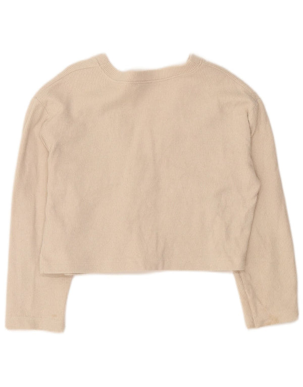 Zara ženski kratki kardigan pulover UK 14 srednje bež pamuk