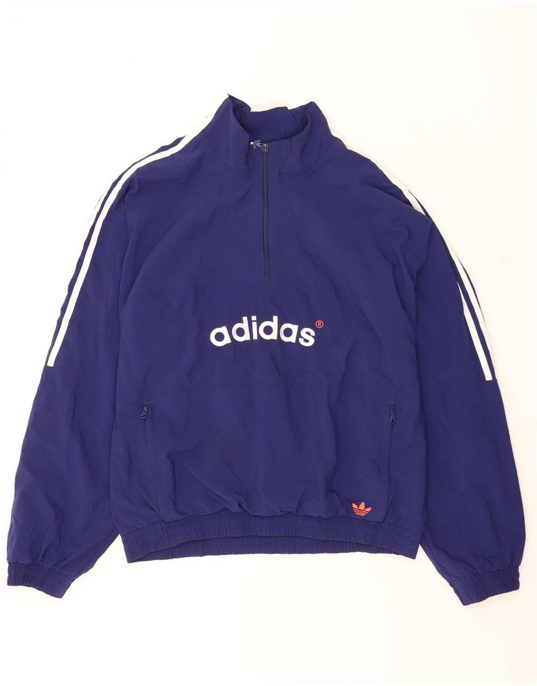 Adidasova muška trenirka s puloverom s patentnim izrezom i opuštenim krojem, srednje plava