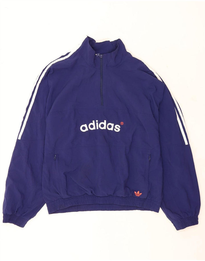 Adidasova muška trenirka s puloverom s patentnim izrezom i opuštenim krojem, srednje plava