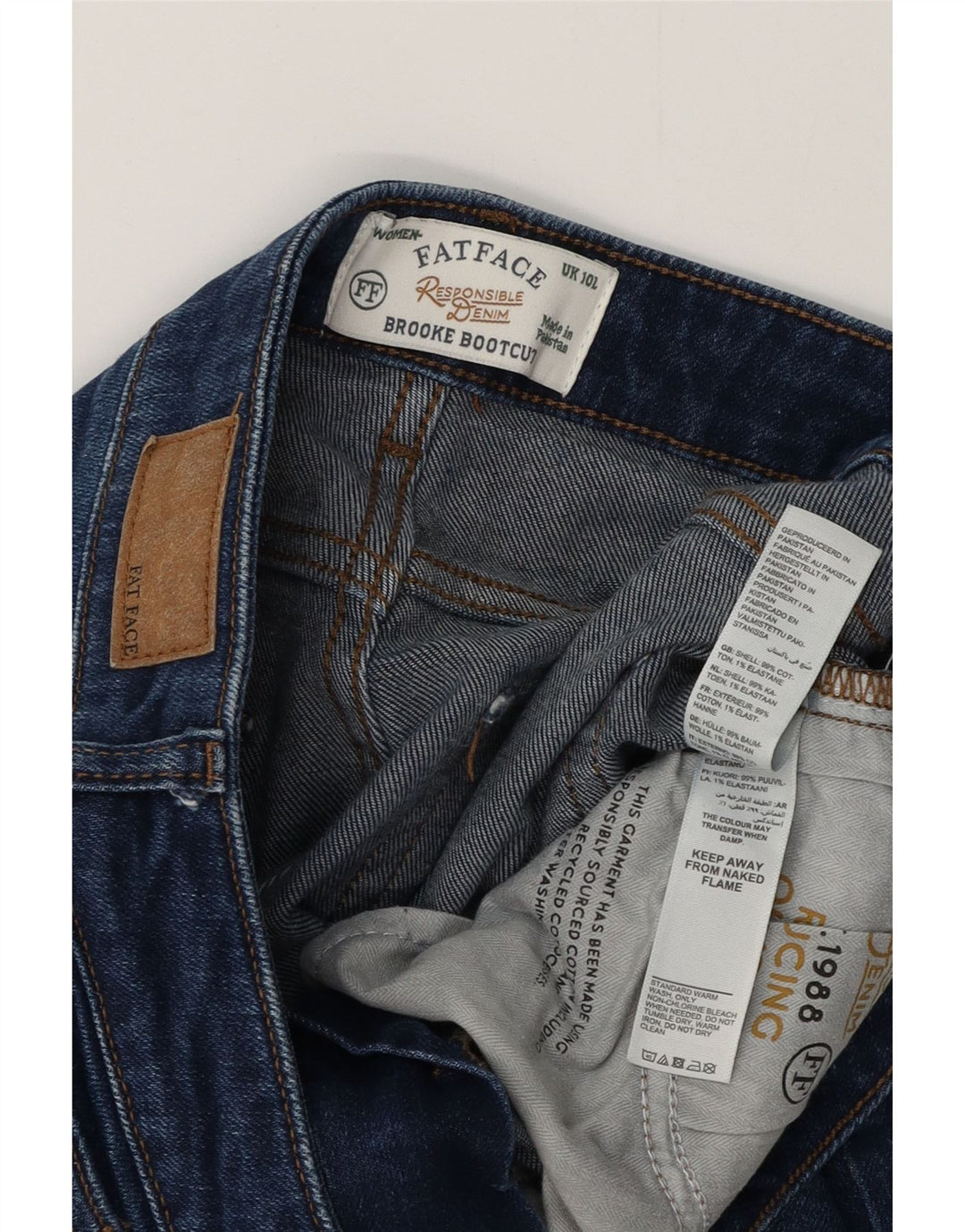 Ženske traperice Fat Face Bootcut UK 10 male W30 L32 tamnoplavi pamuk