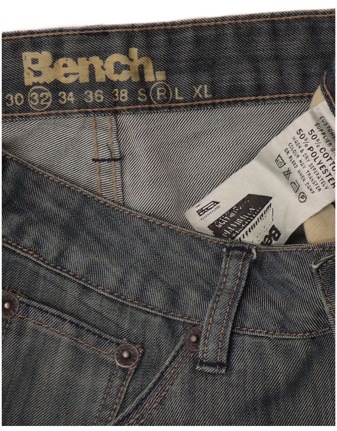 BENCH Muške traperice Regular Fit Bootcut W32 L31 Plavi pamuk
