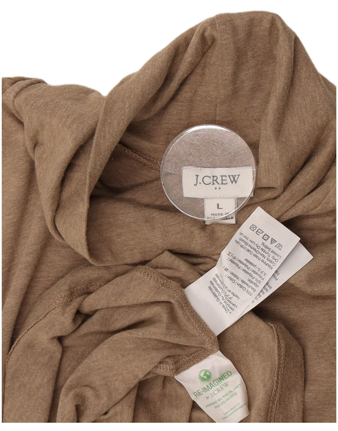 J. Crew Ženska majica s rol izrezom UK 14 Veliki smeđi pamuk