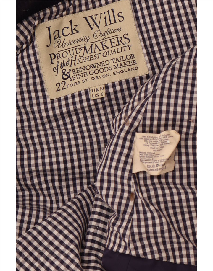 JACK WILLS Ženska podstavljena jakna s kapuljačom UK 10 Mala tamnoplava poliester