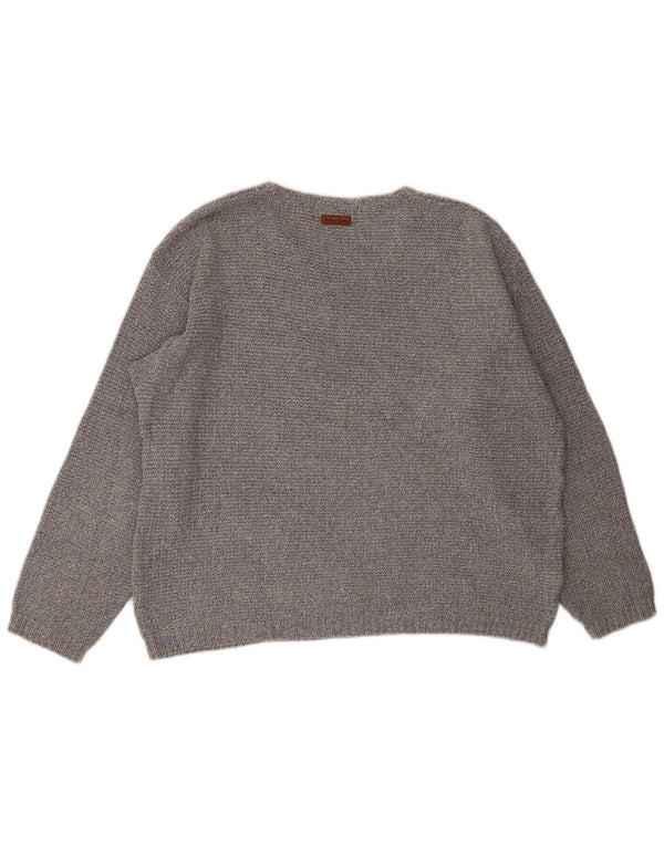 Ženski džemper s V-izrezom Marlboro Classics UK 20 2XL tamnoplavi s pjegama