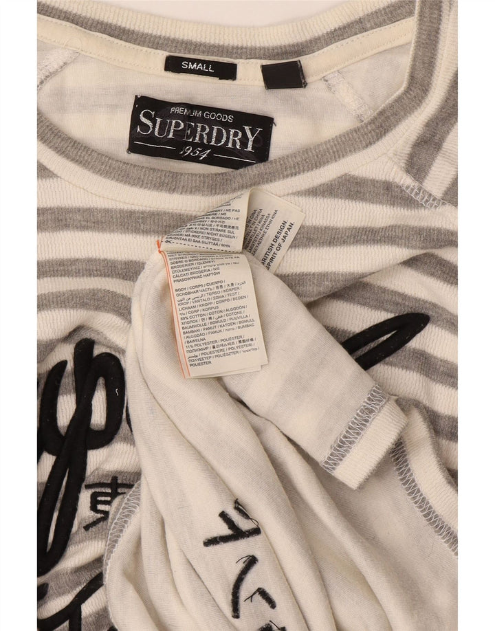 Superdry ženska majica dugih rukava s grafikom UK 10, pamuk s malim sivim prugama